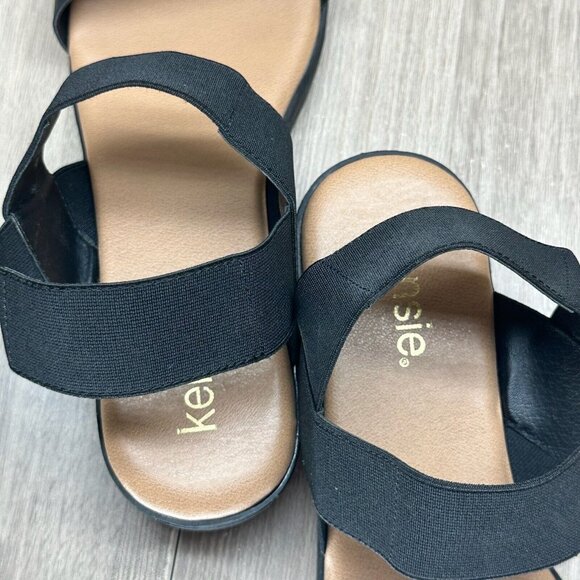 Kensie Everlee Sandals Womens Sz 8.5M Elastic Straps Open Toe Summer Wedge Black - Picture 10 of 12
